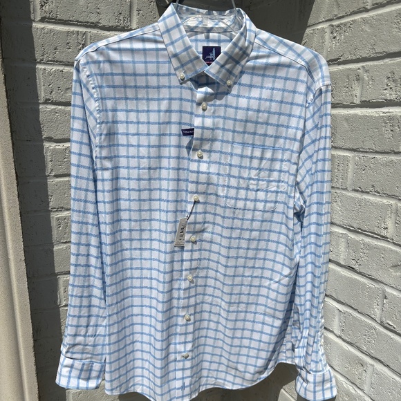 Johnnie-O Prep-Formance Gobi long sleeve shirt blue white Large - Picture 14 of 16